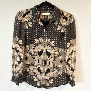 TORY BURCH SILK Blouse Floral Patterned Designer Button-Up Blouse